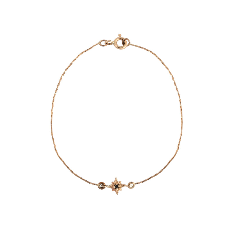 14K gold star with black diamond bracelet - Goldy jewelry store