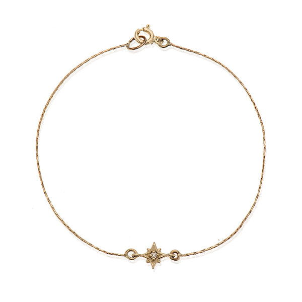 14K gold star with white diamond bracelet - Goldy jewelry store