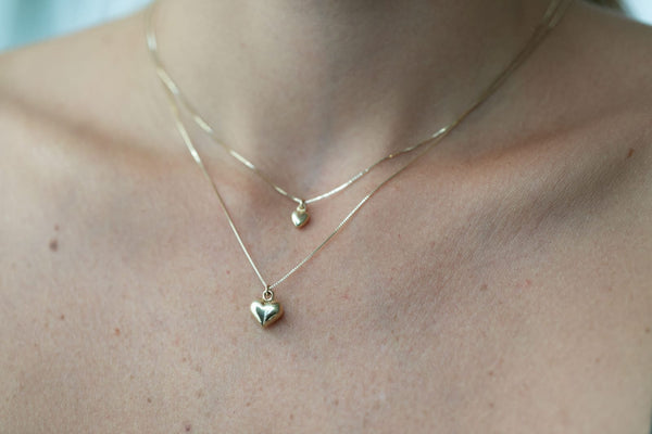 14k GOLD necklace swollen heart-M