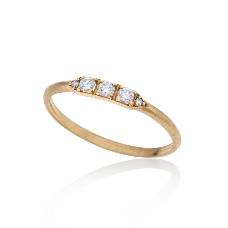 14K gold ring with 5 white diamonds - Goldy jewelry store