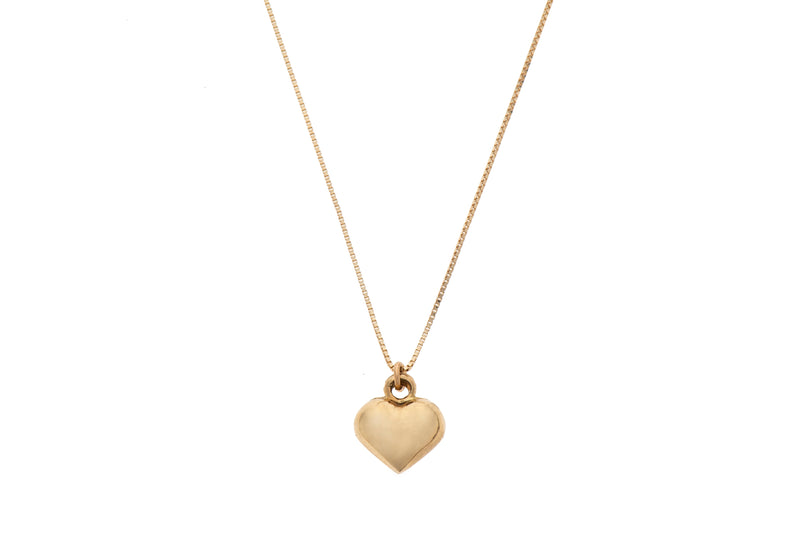 14k GOLD necklace swollen heart-L