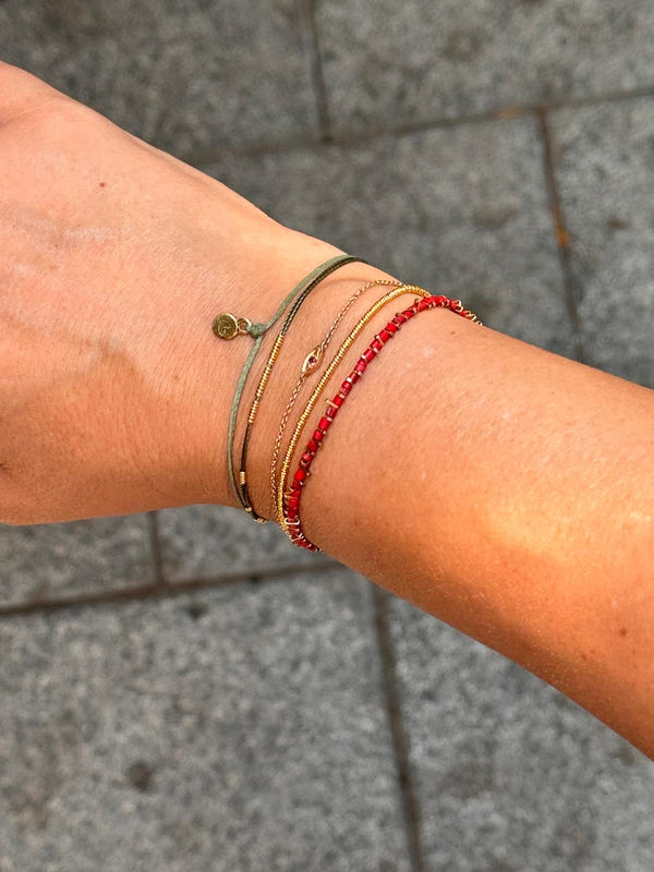 goldfield bracelet with coral stones