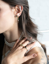 14k עגילי חישוק אבן ויהלומים