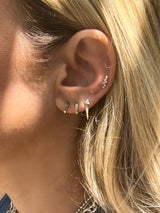 14k GOLD closed xs hoop earrings with black diamonds