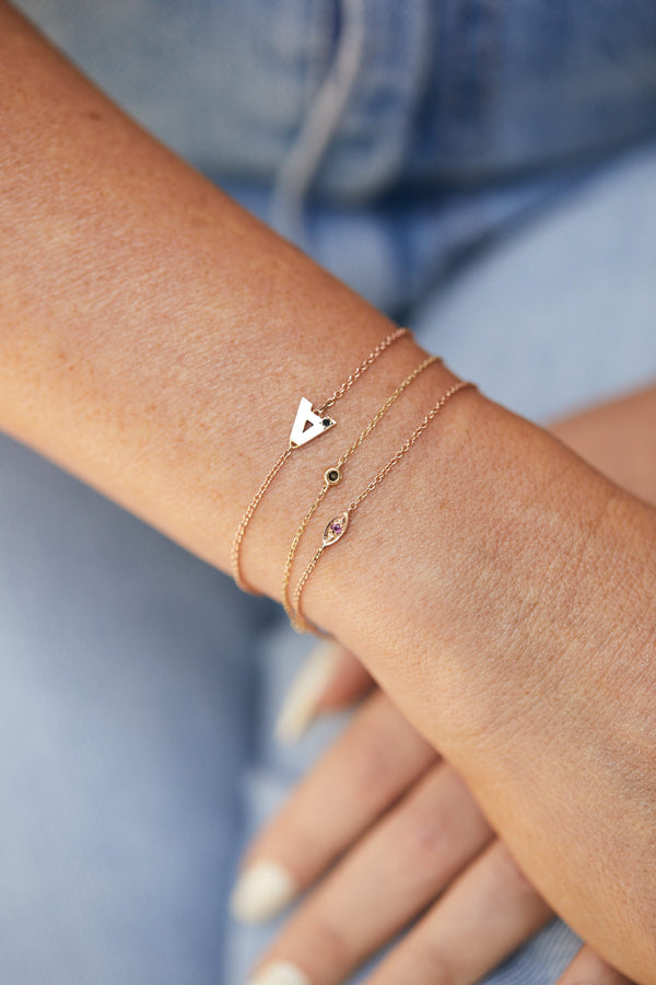 14K GOLD bracelet with black Diamonds