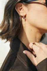 14k GOLD hoops earring with stone