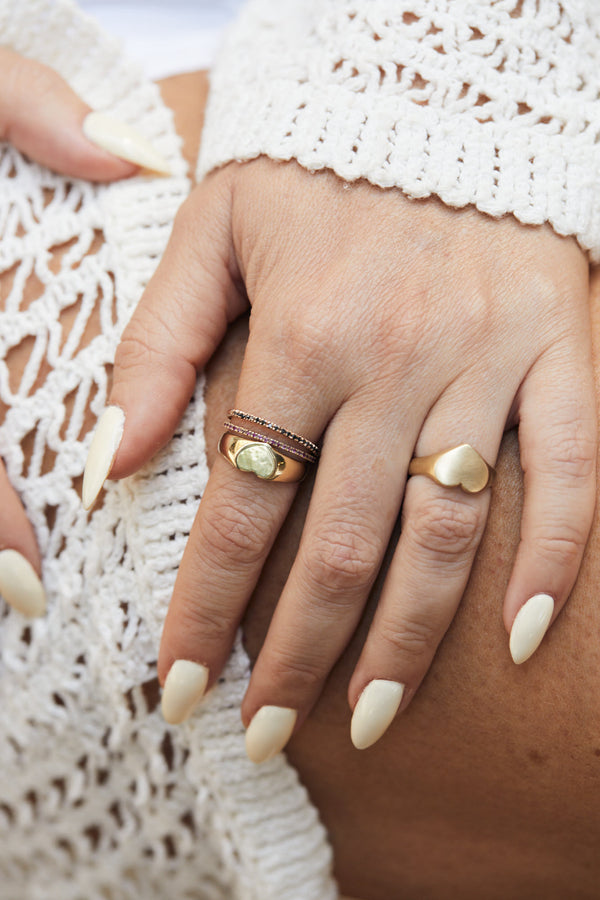 14k Gold thin ring with stones