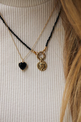 14K gold heart necklace with stone