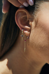 14k Gold hoop chain Earring