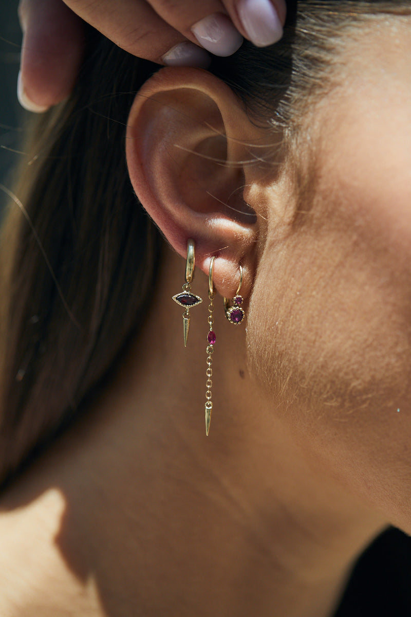 14k Gold hoop chain Earring