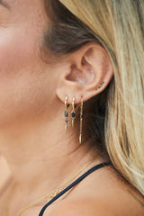 14k GOLD hoops earring with stone