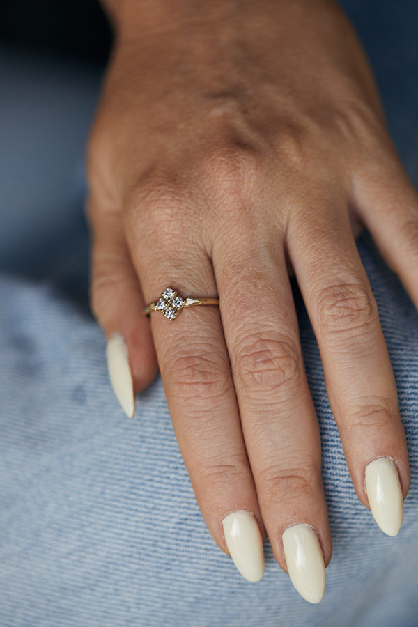 14K gold ring with 4 white diamonds
