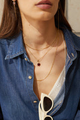 14K gold heart necklace with stone