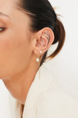 14k GOLD hanging earring with Pearls