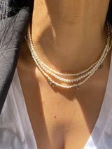 14k gold necklace with round pearls