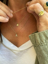 14K gold necklace with a letter