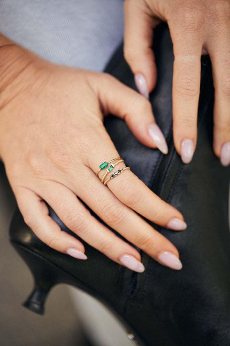 14K gold baguere emerald ring