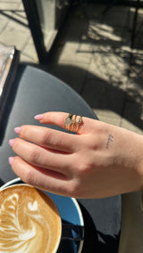 14K gold ring with 3 white diamonds-S