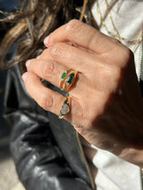 14K טבעת חותם אבן מרובעת זהב