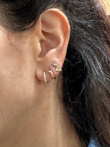 14K עגילי חישוק תלתן יהלומים שחורים זהב