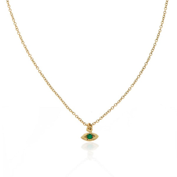 14k eye necklace with emerald