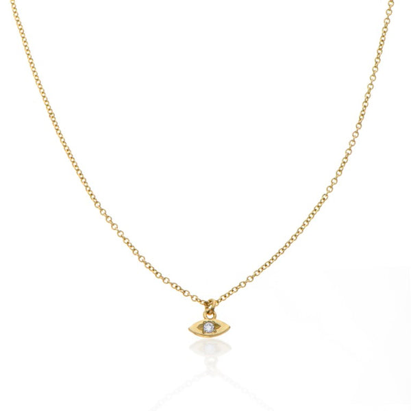 14k eye necklace with white diamond