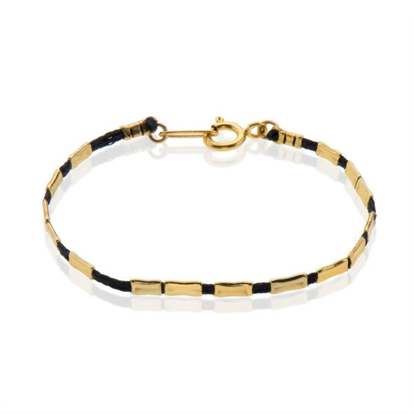 gold plated bracelet with wax thread