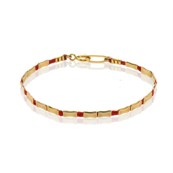gold plated bracelet with wax thread