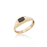 14K טבעת חותם אבן מרובעת זהב