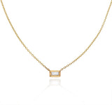 14K gold baguet necklace with white diamond