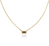 14K gold baguette necklace with black diamond