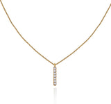 14K gold necklace with stripe of diamonds