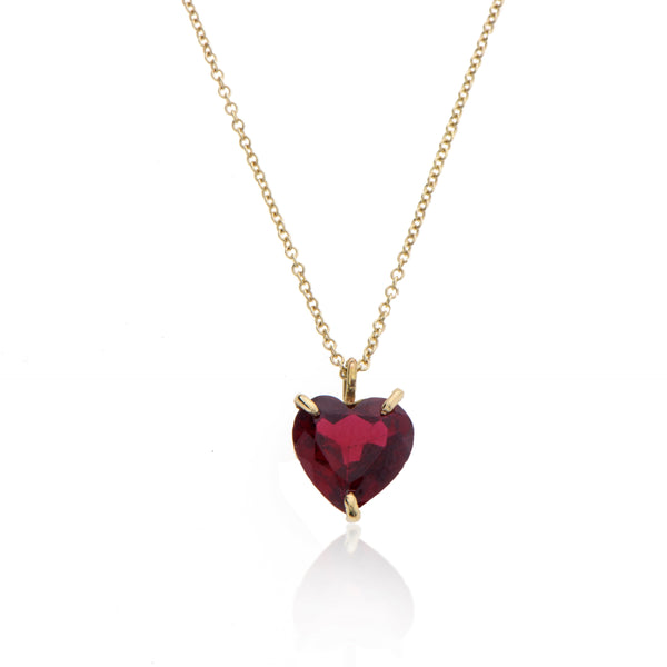 14K gold heart necklace with stone