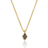 14K gold rhombus necklace with black diamonds