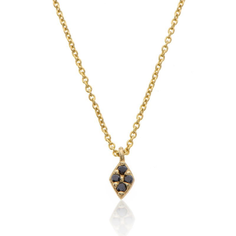 14K gold rhombus necklace with black diamonds