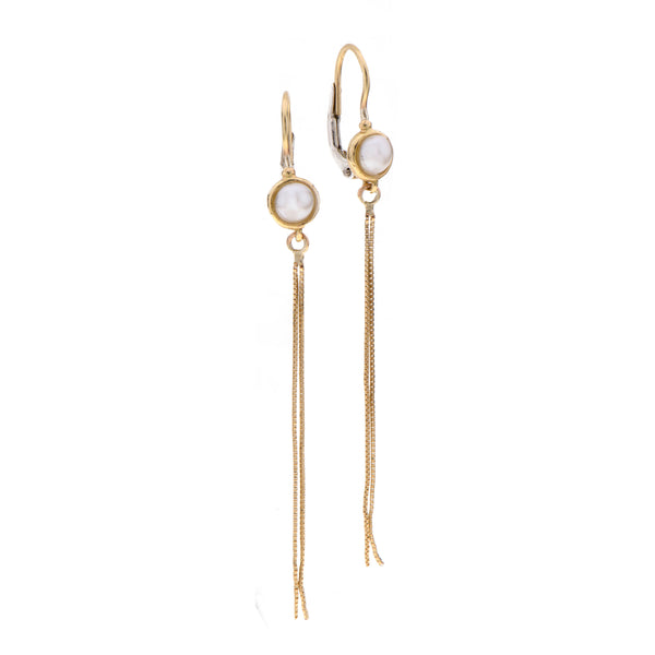 14k Gold pendant earring with chains