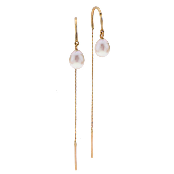 14k GOLD hanging earring with Pearls