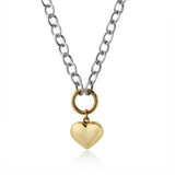 Necklace with silver and 14k gold large heart