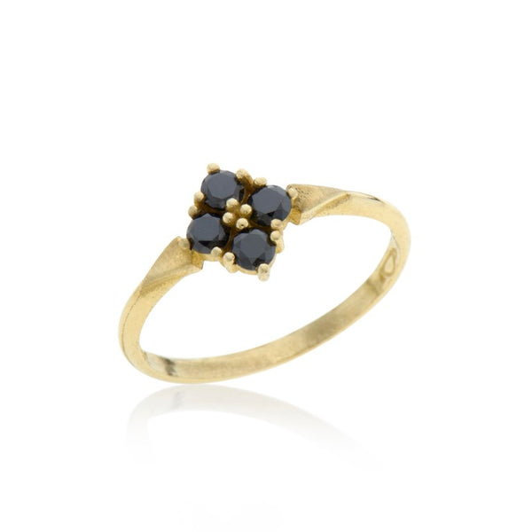 14K gold ring with 4 black diamonds