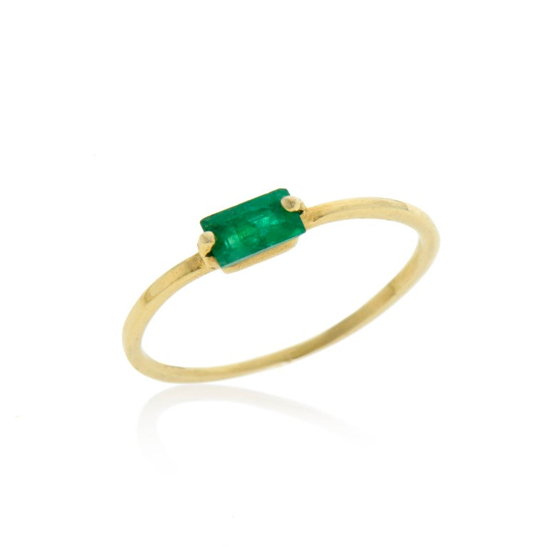 14K gold baguere emerald ring