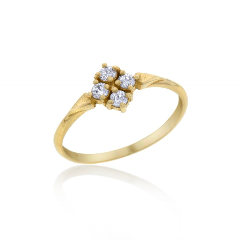 14K gold ring with 4 white diamonds