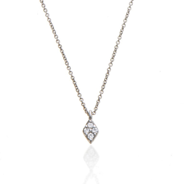 14K white gold rhombus necklace with white diamonds