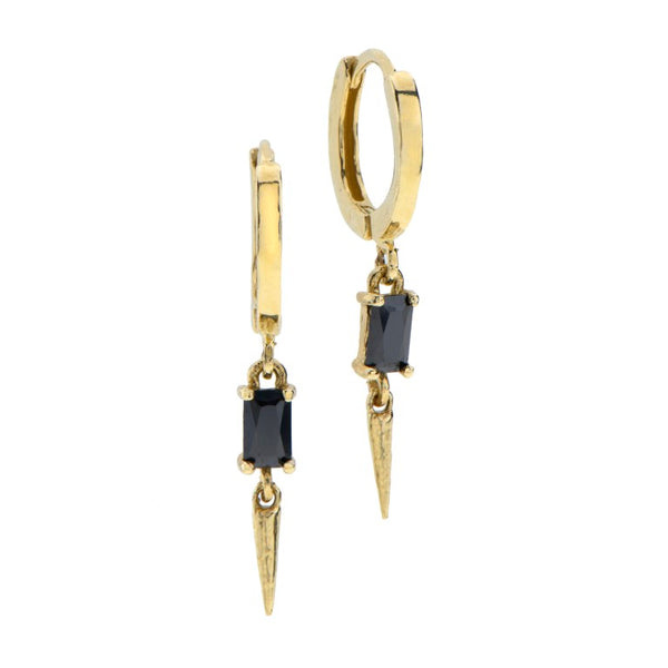 14k GOLD hoops earring with stone