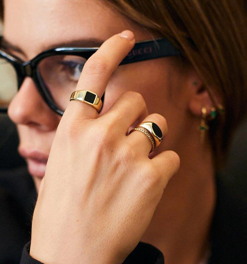 14K gold Seal ring with onyx stone