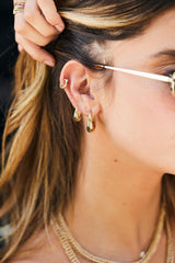 9K gold hoops basket earrings