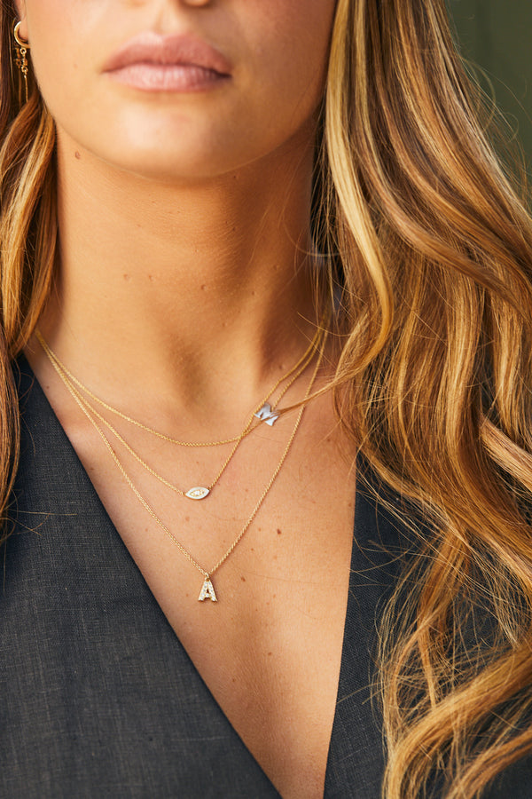 14K gold eye necklace with diamond