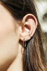 14k GOLD closed hoop earrings with diamonds