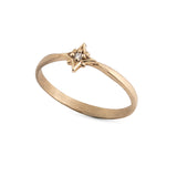 14k gold star ring with white diamond - Goldy jewelry store