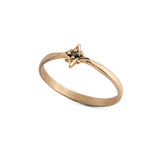 14k gold star ring with black diamond - Goldy jewelry store