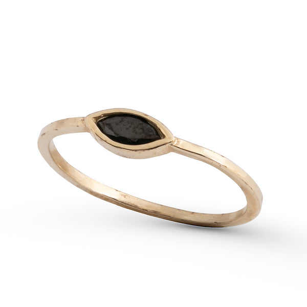 14K gold ring with ellipse stone - Goldy jewelry store